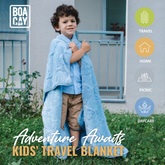 Bunny Packable Travel Blanket - Baby Blue